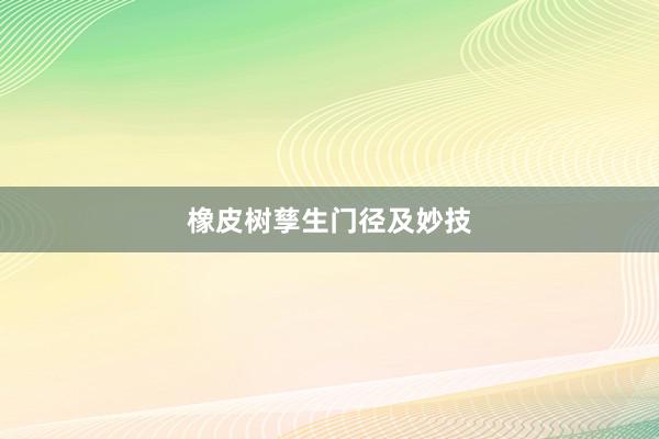 橡皮树孳生门径及妙技