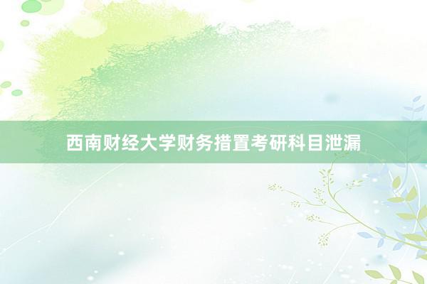 西南财经大学财务措置考研科目泄漏